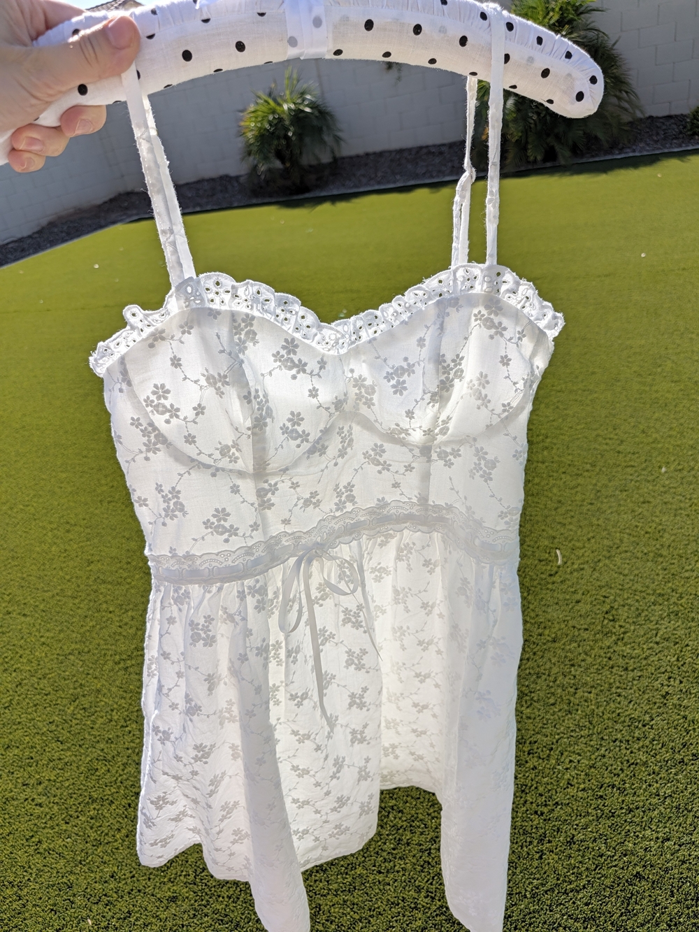 Altar'd State White Floral Lace Babydoll Dress Medium Cotton